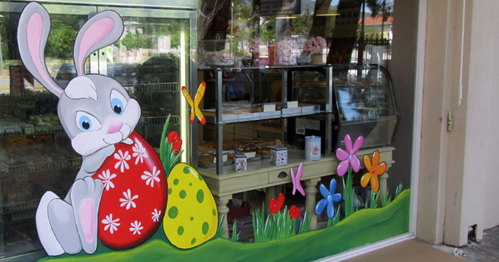 βιτρίνα ζωγραφική σε τζάμι